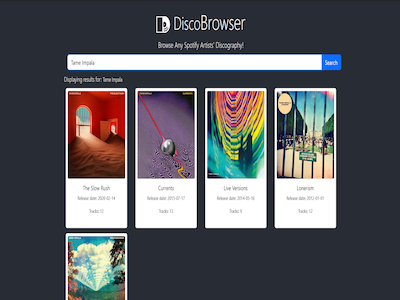 DiscoBrowser project screenshot.